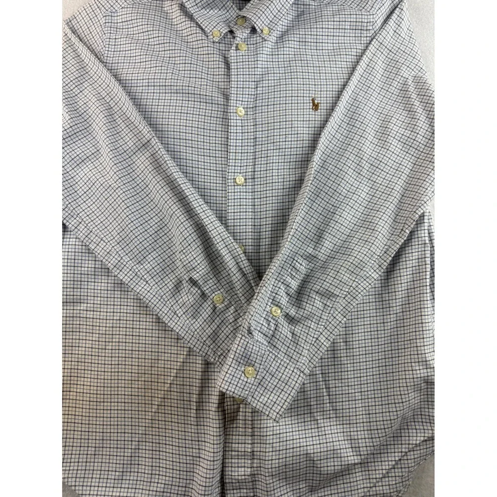 Ralph Lauren Kids Blue Plaid Long Sleeve Button Down‎ Shirt - Size L